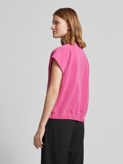 OPUS Sweatshirt mit geripptem Rundhalsausschnitt Modell 'Gibbi' Pink 5