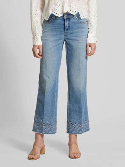 Cambio Flared jeans met broderie anglaise, model 'FRANCESCA' Lichtblauw - 4