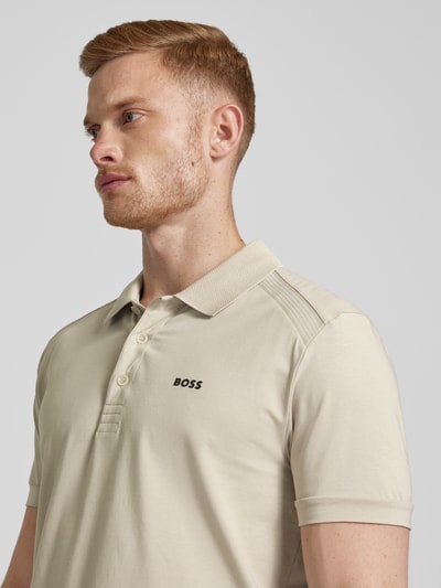 BOSS Green Poloshirt met labelprint, model 'Paddy' Beige - 3