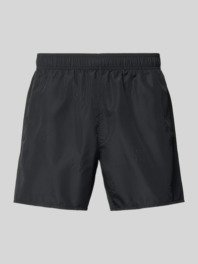 Produktfoto, Badehose mit Allover-Muster Modell 'TONAL_LOGO' von HUGO in Schwarz, glatte Textur, Herren Badehose von HUGO