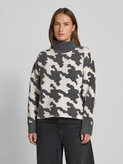 Vero Moda Regular Fit Rollkragenpullover mit Allover-Muster Modell 'HURLEY' Mittelgrau 4