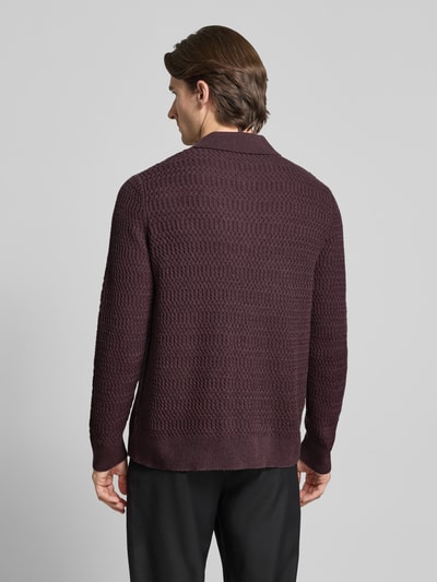 Samsøe Samsøe Strickpullover aus Woll-Mix mit Polokragen Modell 'CAIDEN' Bordeaux 5