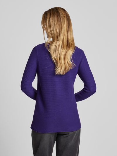 Tom Tailor Regular Fit Strickpullover aus reiner Baumwolle mit gerollten Abschlüssen Violett 5