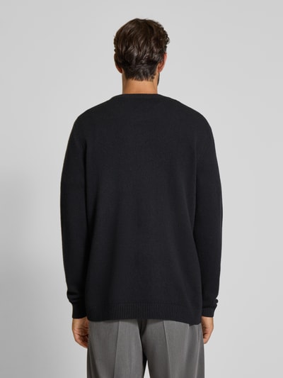 Wood Wood Gebreide pullover met stitching en ronde hals, model 'Tay' Zwart - 5