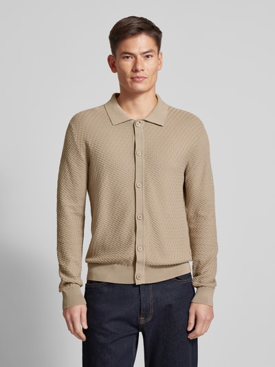 JAKE*S STUDIO MEN Cardigan aus Viskose mit Strukturmuster Khaki 4