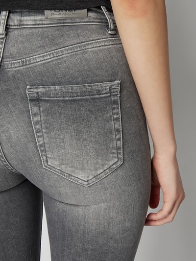 Only Skinny Fit Jeans mit Label-Patch Mittelgrau Melange 3