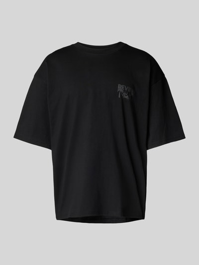 REVIEW Oversized T-Shirt mit Label-Print Black 2
