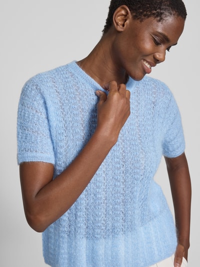 Max Mara Studio Boxy fit gebreide pullover van mohairmix, model 'TERZO' Lichtblauw - 3