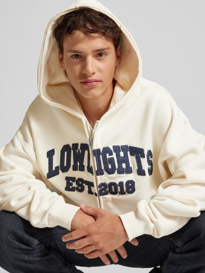 Low Lights Studios Sweatjacke mit Label-Stitching Modell 'COLLEGE' Ecru 3