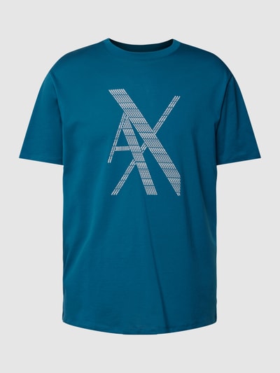 ARMANI EXCHANGE T-shirt o kroju Regular Fit z nadrukiem z logo Petrol 2