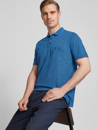 RAGMAN Poloshirt met streepmotief en borstzak Koningsblauw - 3