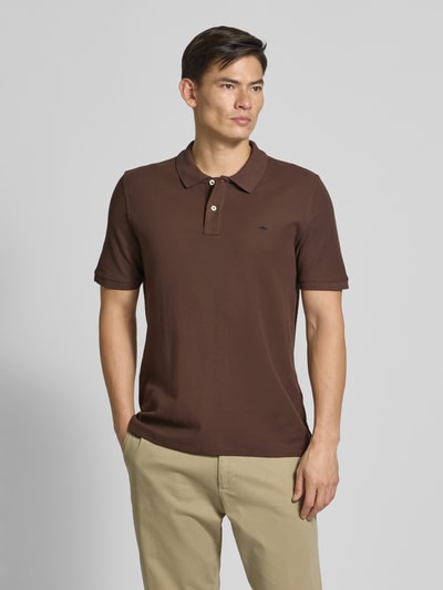 Fynch-Hatton Regular fit poloshirt met logostitching Middenbruin - 4