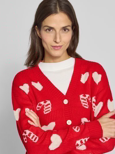 Vero Moda Strickjacke mit Weihnachts-Motiv Modell 'CANDYHEARTS' Rot 3