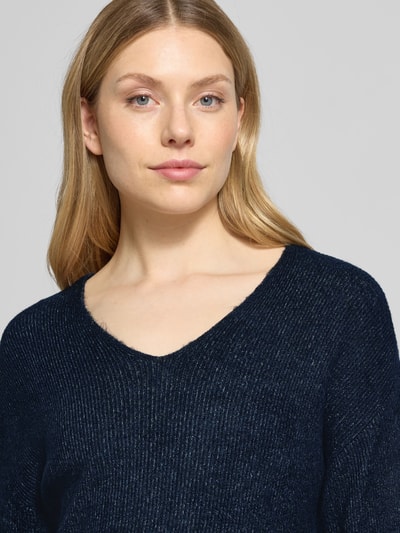 VERO MODA Regular fit gebreide pullover met V-hals, model 'CREWLEFILE' Marineblauw gemêleerd - 3