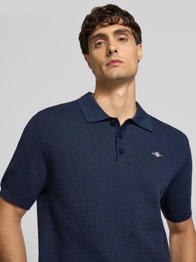Gant Poloshirt met labelstitching Donkerblauw - 3