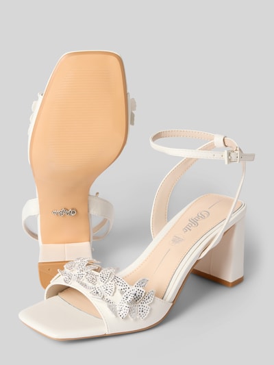 Produktfoto, Sandalette mit Ziersteinbesatz Modell 'ASHLEY BUTTERFLY GLAM' von Buffalo, weiß, Riemen mit Dornschließe, Blockabsatz, Absatzhöhe 8 cm bei Größe 40, Damen