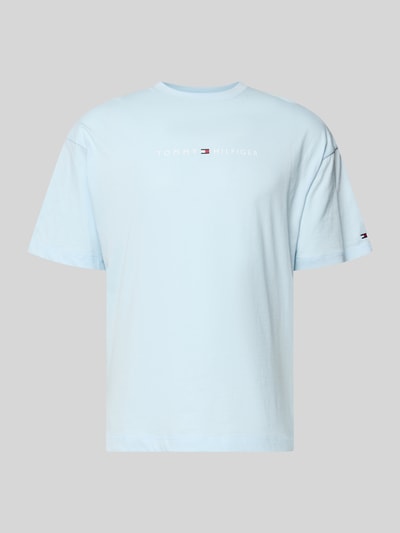 Produktfoto, Regular Fit T-Shirt mit Label-Schriftzug aus reiner Baumwolle von Tommy Hilfiger, kolor jednolity, krój regular fit, bawełna