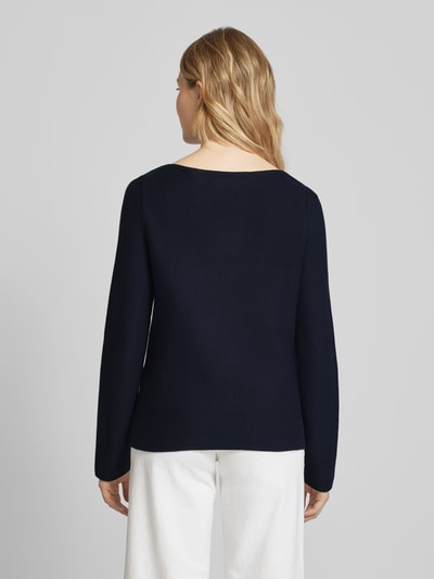 Marc O'Polo Strickpullover mit gerippten U-Boot-Ausschnitt Marine 5