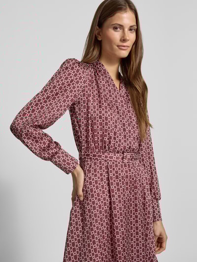 Rinascimento Hemdblusenkleid im Allover-Look mit Gürtel Bordeaux 3