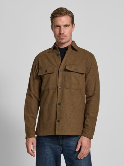 Jack & Jones Premium Regular fit vrijetijdsoverhemd met borstzakken, model 'Rayle' Middenbruin - 4