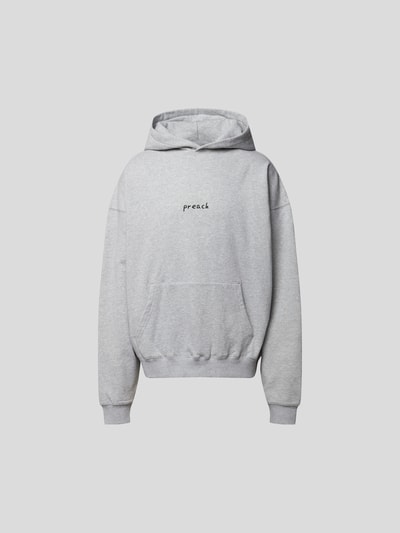 Preach Hoodie mit Label-Stitching Mittelgrau meliert 2