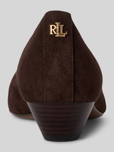 Lauren Ralph Lauren Baleriny ze skóry naturalnej z małym kowbojskim obcasem Ciemnobrązowy 4