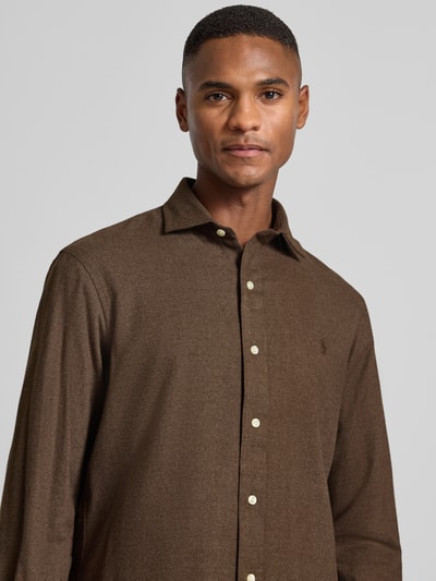 Polo Ralph Lauren Custom Fit Freizeithemd mit Label-Stitching Schoko 3