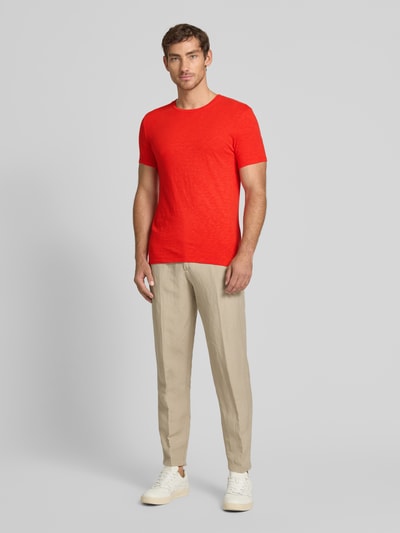 American Vintage T-shirt met geribde ronde hals, model 'BYSAPICK' Rood - 1