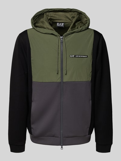 EA7 Emporio Armani Sweatjacke mit Viskose-Anteil im Colour-Blocking-Design Schlamm 2