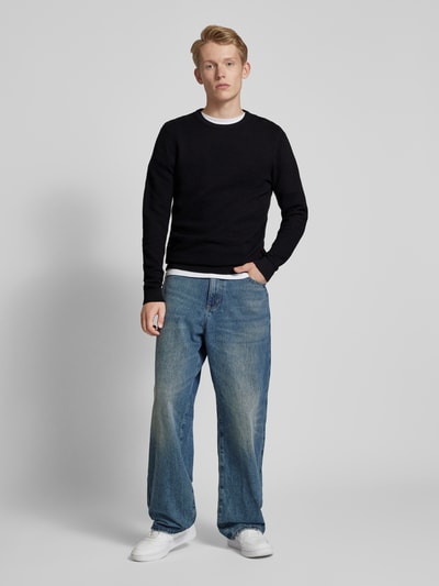 Jack & Jones Sweter z dzianiny z okrągłym dekoltem model ‘OTTO’ Czarny 1