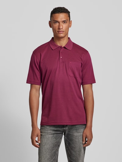 Christian Berg Men Regular fit poloshirt met borstzak Fuchsia - 4