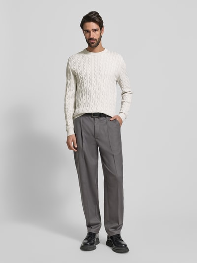 Christian Berg Men Gebreide pullover met ribboorden Offwhite - 1