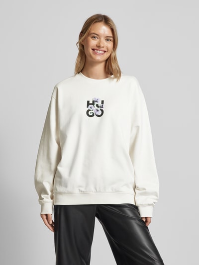 HUGO Sweatshirt mit Label-Print Offwhite 4