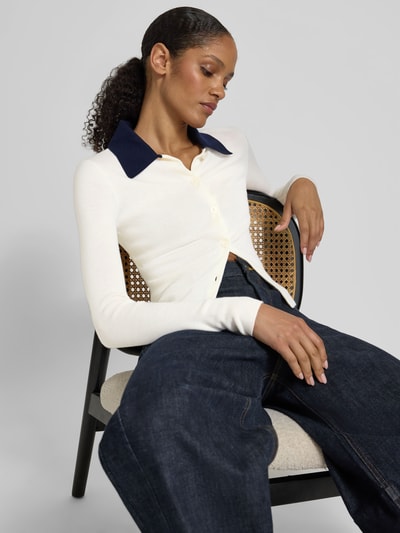 Self-Portrait Cardigan in Strick-Optik Ecru 3