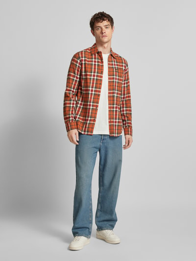 Superdry Slim fit vrijetijdsoverhemd met labelpatch, model 'Lumberjack' Oranje - 1