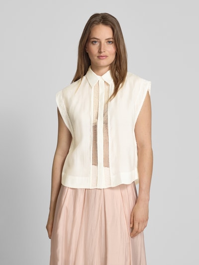 Copenhagen Muse Blouse met kapmouwen en blinde knoopsluiting, model 'MOLLY' Offwhite - 4