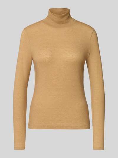 Windsor Shirt met lange mouwen en geribde opstaande kraag Camel - 2