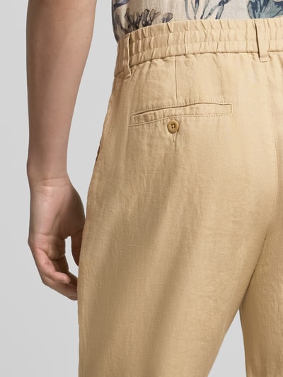 GANT Regular Fit Leinenhose mit elastischem Bund Beige 3