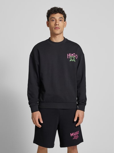 Hugo Blue Sweatshirt mit Label-Print Modell 'Nigotil' Black 4