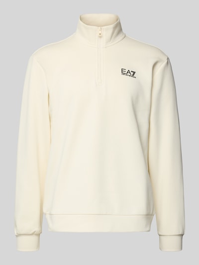 EA7 Emporio Armani Sweatshirt mit Stehkragen und Reißverschluss Offwhite 1