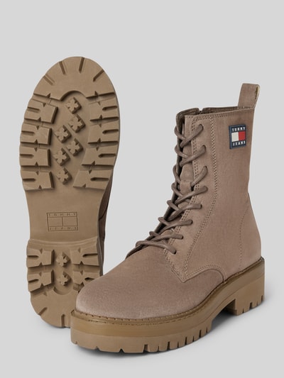 Tommy Jeans Leren boots met labelbadge, model 'URBAN' Beige - 4