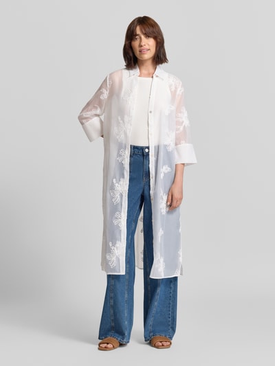 s.Oliver BLACK LABEL Regular Fit Langarmbluse mit floral-Stitching Offwhite 4