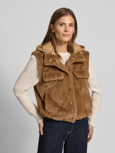 Luisa Cerano Kamizelka z obszyciem ze sztucznego futra Camel 4