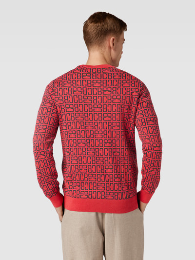 Christian Berg Men Strickpullover mit Rundhalsausschnitt Koralle Melange 5