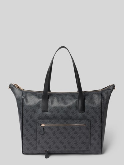 Produktfoto, czarna Tote Bag in Stepp-Optik Modell 'Latona' od GUESS z efektem pikowania, główna przegroda z zamkiem błyskawicznym, odpinany pasek na ramię, szerokość w rozmiarze 1: 33 cm, długość w rozmiarze 1: 28 cm, głębokość w rozmiarze 1: 12 cm, długość paska na ramię w rozmiarze 1: 122 cm