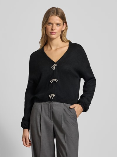 Only Relaxed fit gebreide pullover met strikdetail, model 'DONNA' Zwart - 4