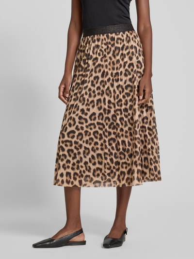 Oui Midirok met plissévouwen Camel - 4