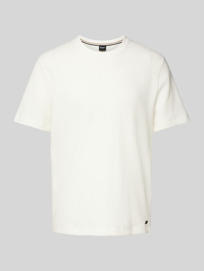 BOSS T-shirt met geribde ronde hals Offwhite - 2