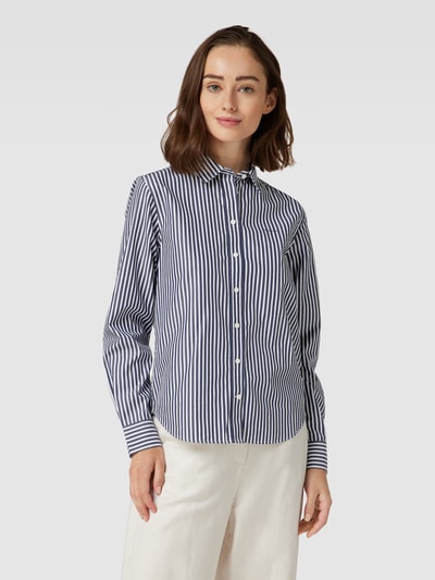 Gant Bluzka koszulowa z bawełny ze wzorem w paski Granatowy 4
