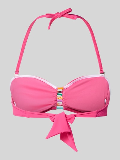 Produktfoto, Bikini-Oberteil mit Zierbesatz Modell 'Zino' od Banana Moon, elastyczna mieszanka materiałów, halterneck, różowe odcienie